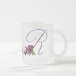 Rosa Rosen-Monogramm R Mattglastasse