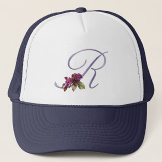 Rosa Rosen-Monogramm R Truckerkappe