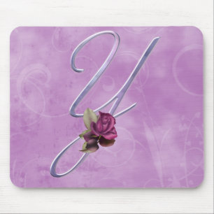 Rosa Rosen-Monogramm Y Mousepad