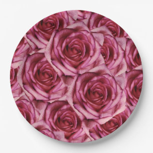 Rosa Rosen-Papierplatte Pappteller