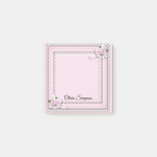 Rosa Rosen, Perlen und Spitzen nach dem Eintropfen Post-it Klebezettel