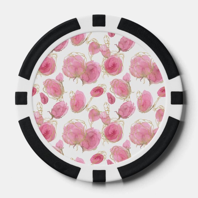 Rosa Rosen Pokerchips (Vorderseite)