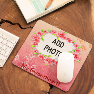 Rosa Rosen Rahmen Valentine hinzufügen Ihr Foto Mousepad