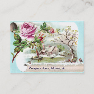 Rosa Rosen-Rolle-viktorianische Geschäftskarte Visitenkarte