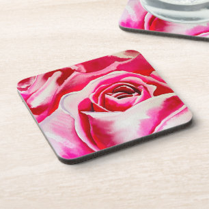 Rosa Rosen romantische Wasserfarbenkunst Getränkeuntersetzer