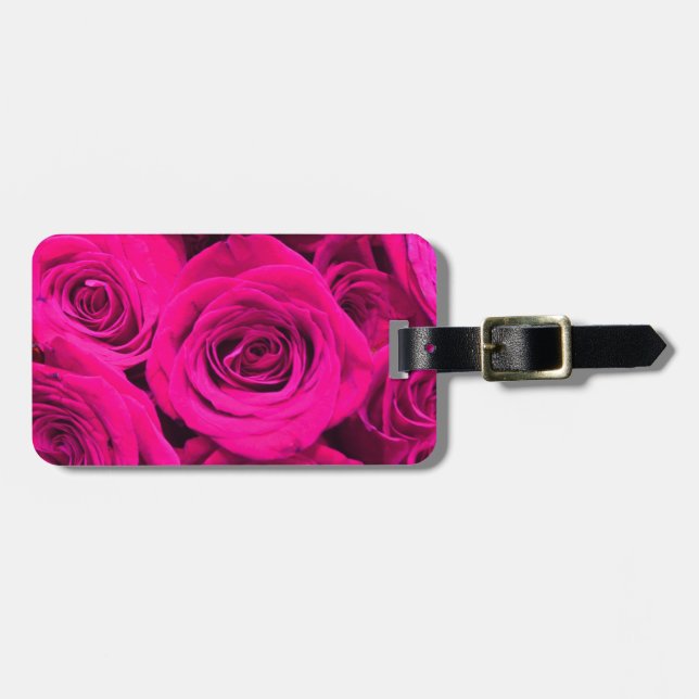 Rosa Rosen Rosa Blume Rosa Blütenbraun Gepäckanhänger (Vorderseite horizontal)