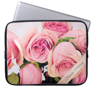 Rosa Rosen Rose Gold Name hinzufügen Laptopschutzhülle