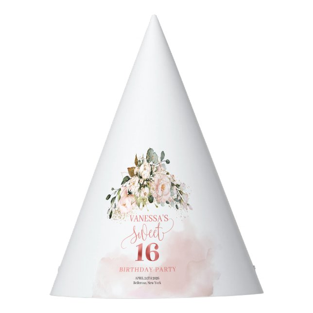 Rosa Rosen Rose goldgrün, Rosa Rose Partyhütchen (Vorderseite)