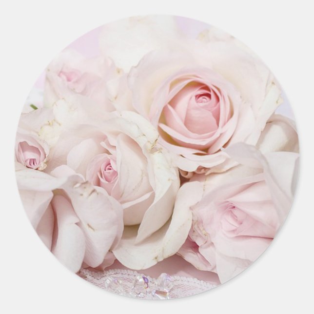 Rosa Rosen Runder Aufkleber (Vorderseite)