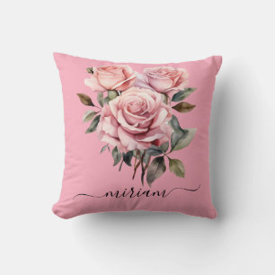Rosa Rosen Salbei Grün Klassisch Floral Kissen