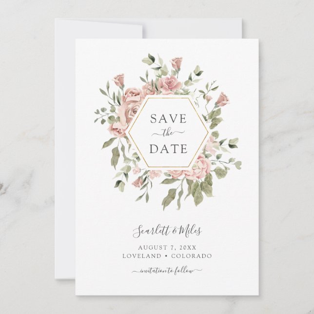 Rosa Rosen Save The Date (Vorderseite)