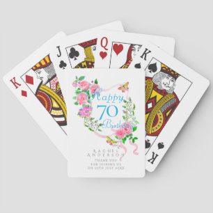 Rosa Rosen-Schleife 70. Geburtstag Spielkarten