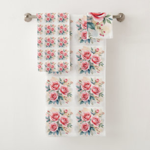 Rosa Rosen Schön Luxus Moderne Kollektion Badhandtuch Set