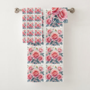 Rosa Rosen Schöne Luxus-Trend-Kollektion Badhandtuch Set