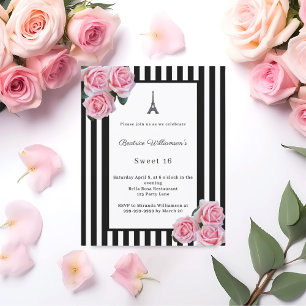 Rosa Rosen schwarz weiße Streifen Paris Sweet 16
