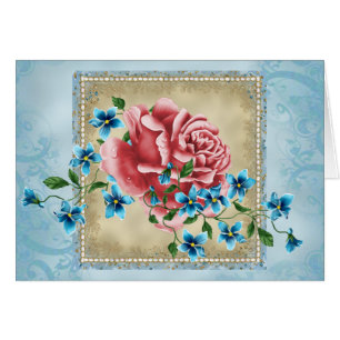 Rosa Rosen-Shabby Chic-Anlass-Anmerkungs-Karte