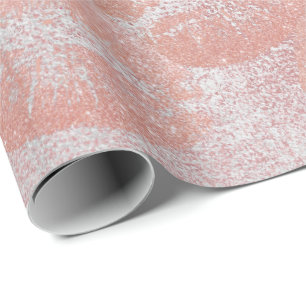 Rosa Rosen-Silber-Glitzer-Kuss-Lippenmake-up Geschenkpapier