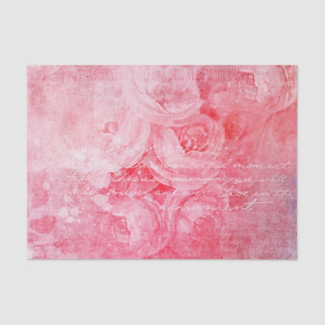 Rosa Rosen Skript schreiben Distressed Antique Seidenpapier (Vorderseite)