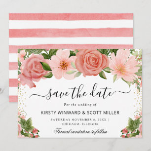 Rosa Rosen Sommerblumen Hochzeit Save The Date