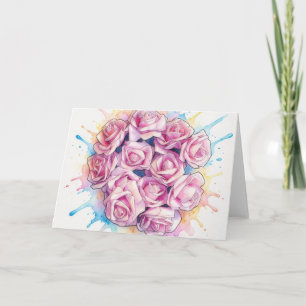 Rosa Rosen Splash Art Notizkarte Karte