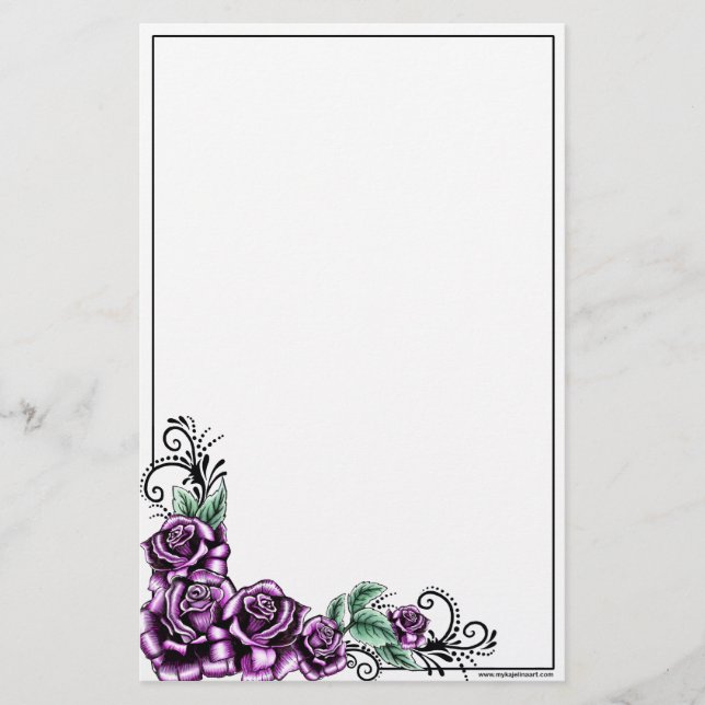 Rosa Rosen-Tätowierungvalentine-Briefpapier Briefpapier (Vorderseite)