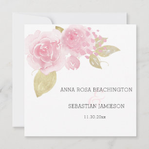 *~* Rosa Rosen - UAWG QR Gold Floral AR15 Hochzeit Einladung