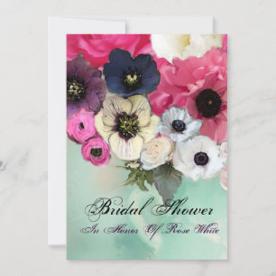 ROSA ROSEN UND ANEMONEN BLUMEN BRIDAL SHOWER EINLADUNG
