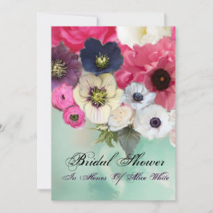 ROSA ROSEN UND ANEMONEN BLUMEN BRIDAL SHOWER EINLADUNG
