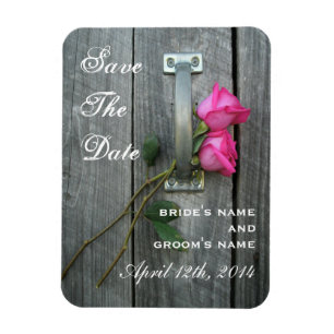 Rosa Rosen und Barnwood speichern das Datum-Magnet Magnet