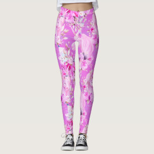 Rosa Rosen und Einhorn Leggings