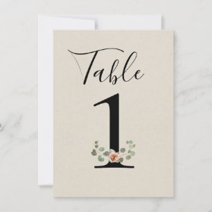Rosa Rosen- und Eukalyptus-Herz-Hochzeitstisch-Num Einladung