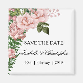Rosa Rosen und Ferns Wedding Save the Date Magnet