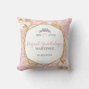 Rosa Rosen und geometrischer Glitzer Mis XV Pillow Kissen