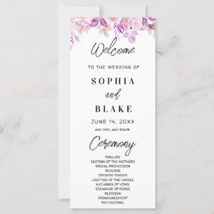 Rosa Rosen und grüne Pflanzen Hochzeitsprogramm