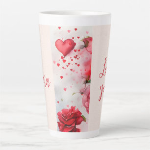 Rosa Rosen und Herz Liebe Romantisch Milchtasse