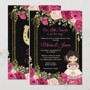 Rosa Rosen und schwarze Background Paare Dusche   Einladung