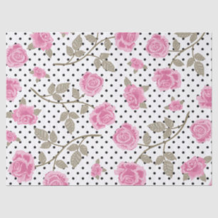 Rosa Rosen und schwarze Punkte Seidenpapier