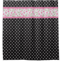 Rosa Rosen und schwarze und weiße Polka Punkte
