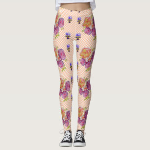 Rosa Rosen und Veilchen Shabby Watercolor Leggings