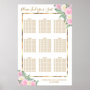 Rosa Rosen und Weiß - 9 Sitzkarten Poster