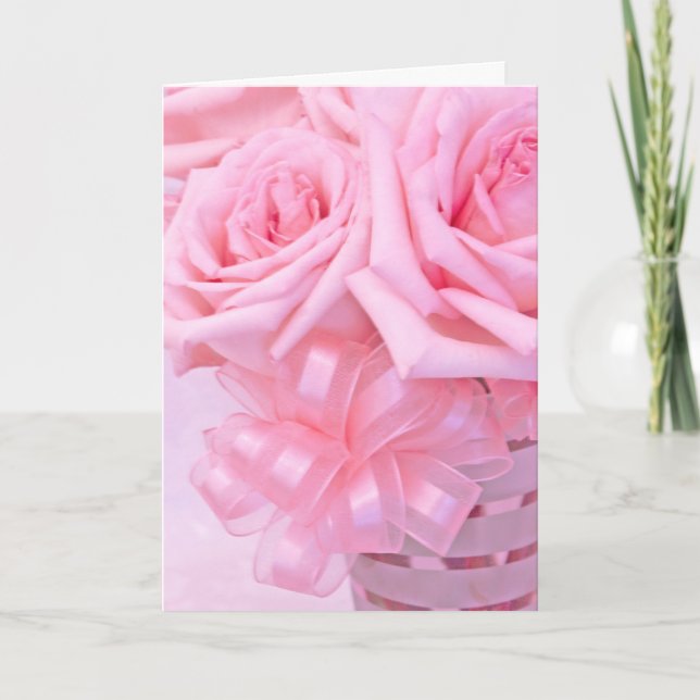 Rosa Rosen V Feiertagskarte (Vorderseite)