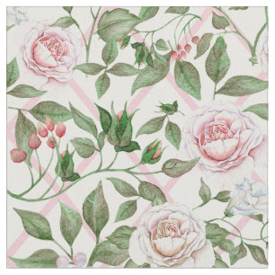 Rosa Rosen - Vintage Aquarellfärbung Stoff