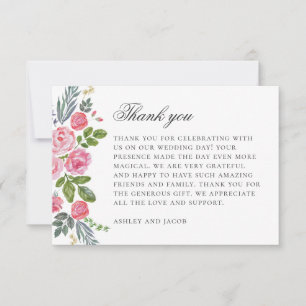 Rosa Rosen. Vintage Blume. Blumenhochzeit Dankeskarte