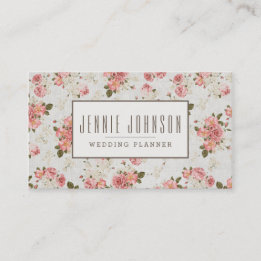 Rosa Rosen Vintage-Blumenmuster Visitenkarte