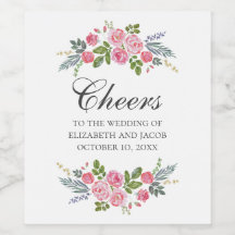 Rosa Rosen. Vintage Hochzeitskalligraphie