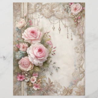 Rosa Rosen Vintage-Junk-Journal-Scrapbook-Papier