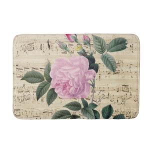 Rosa Rosen-Vintage Musik Badematte