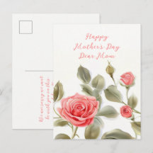 Rosa Rosen Vintage Muttertags-Postkarte
