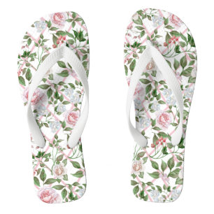 Rosa Rosen - Vintage Wasserfarbe Flip Flops