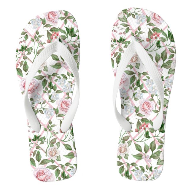 Rosa Rosen - Vintage Wasserfarbe Flip Flops (Fußbett)